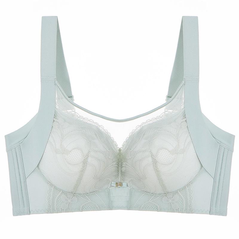 Women's Wirefree Full Coverage Push-Up Lace Minimizer Bra with Side Support and Adjustable Straps