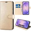 Case for Samsung Galaxy S26 Plus, Shockproof Scratch-Resistant Synthetic Leather Flip Protection Gold