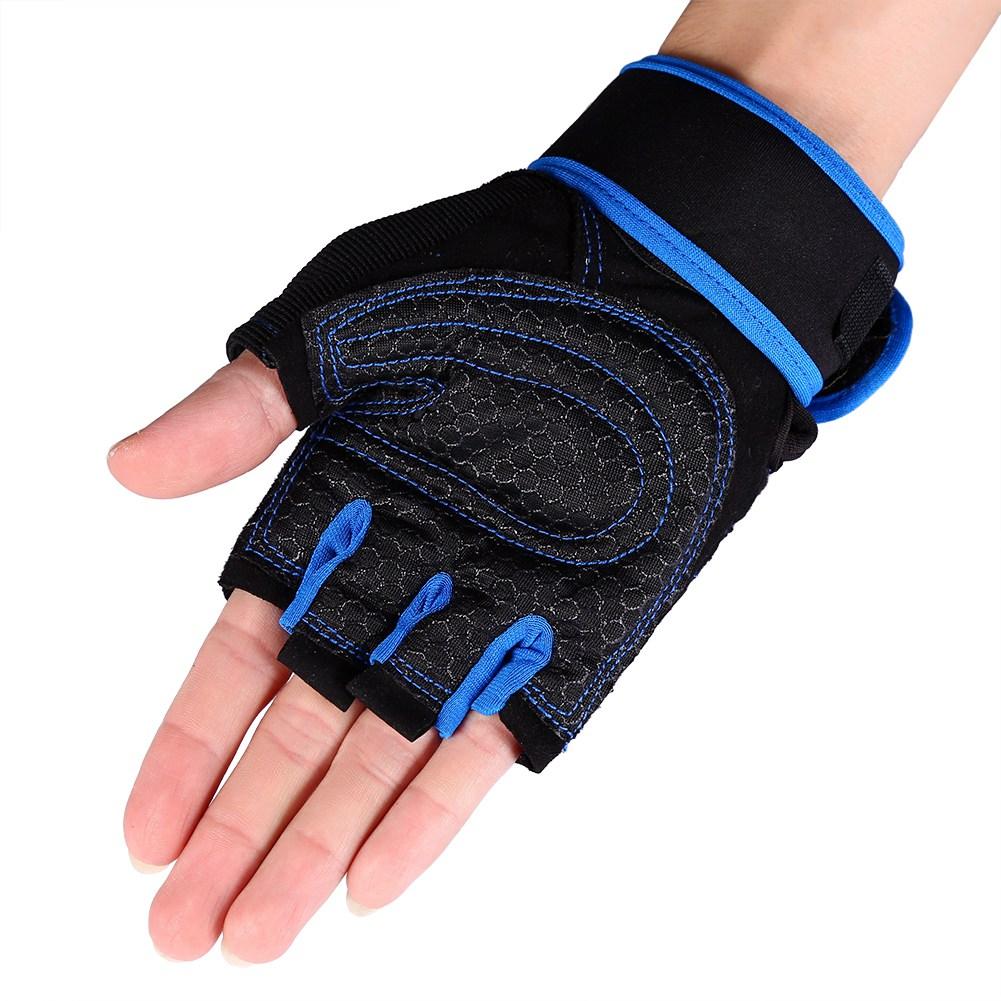 2 Pcs Weight Lifting Gym Training Fitness Gloves Workout Exercise Sports Wrist Wraps(Blue M)