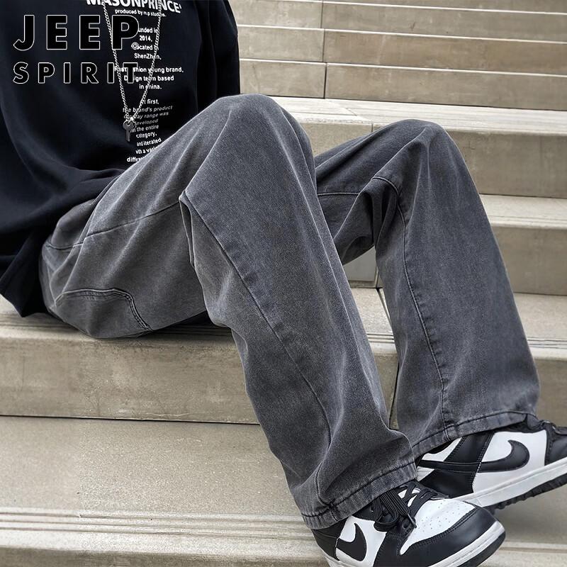 JEEP SPIRIT Men's Relaxed Straight Leg Denim Pants