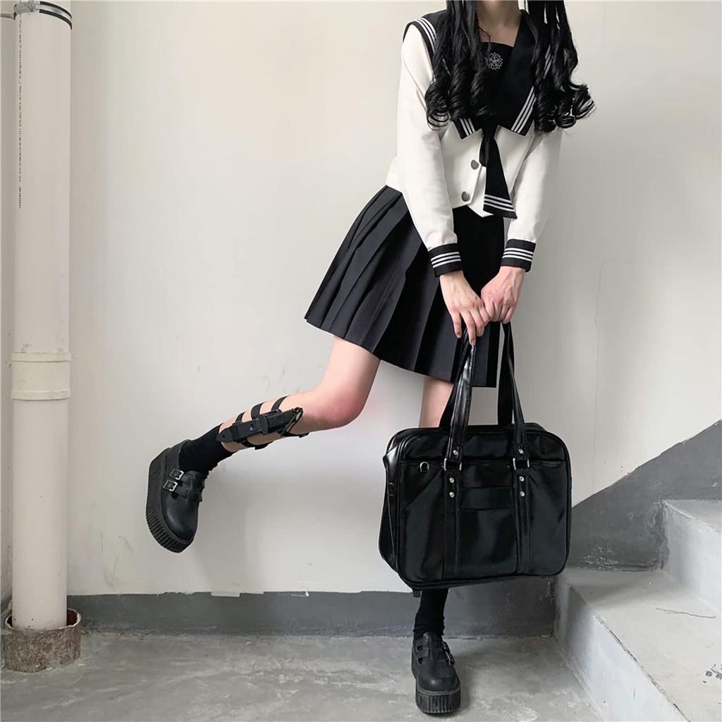 Sailor Uniform Cosplay School Uniform High School Girl Halloween JK Long Sleeve Square Collar [milky Time] (L)