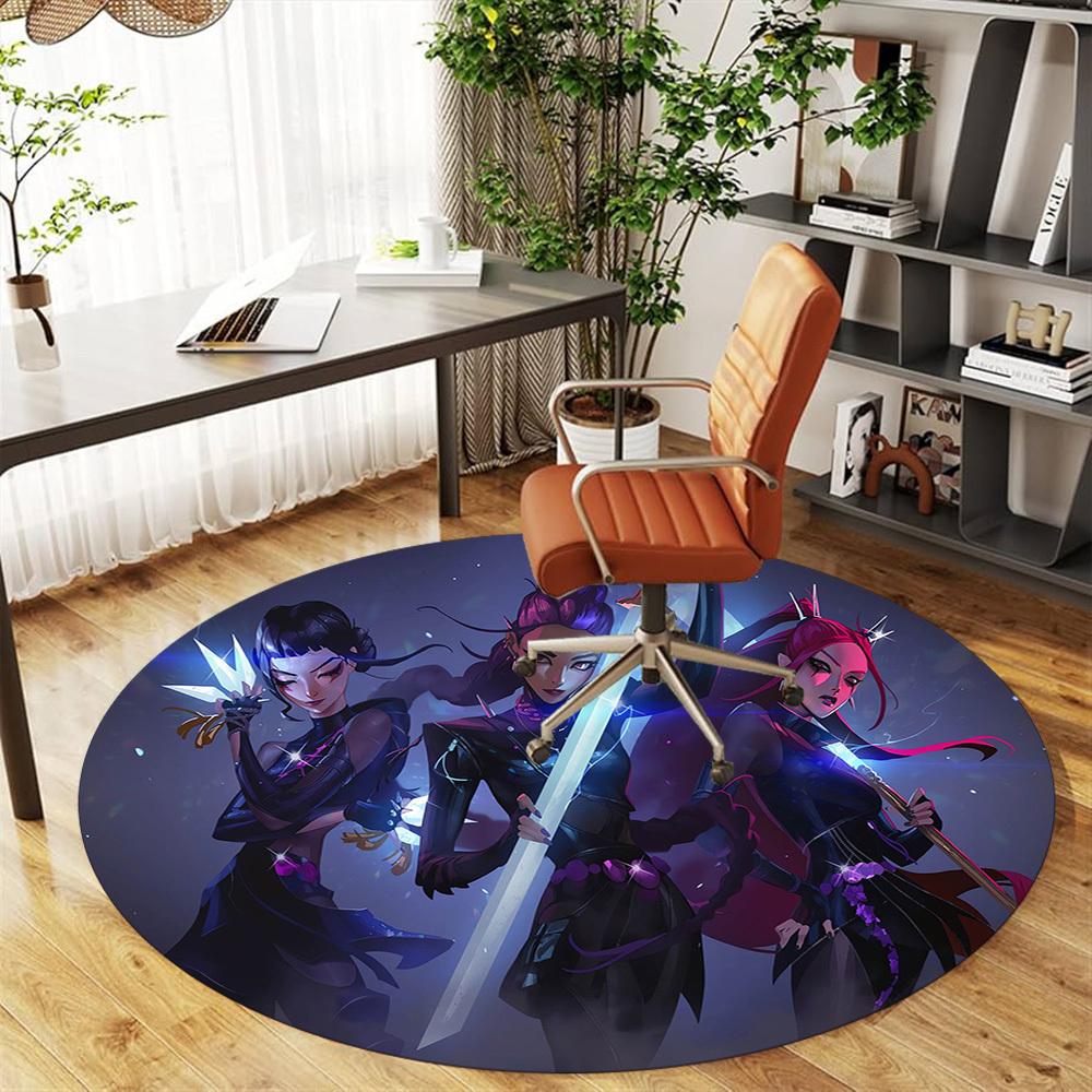1pc Swordsmaids Round Chair mat Area Rug - Non-Slip, Floor Mat for Office, Bedroom, and Indoor Decor -1002232