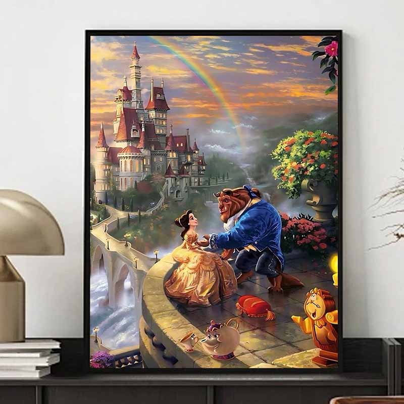 Disney Diamond Painting Classic Romantic Scenes From Beauty and The Beast 5D Diamond Painting Art Embroidery Cross-Stitch Room Decoration