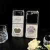Transparent Phone Case for Samsung ZFold6 Foldable Screen, ZFlip5 Flip Style Galaxy Heart-shaped Cat Claw Mirror