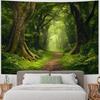 Amtoodopin Forest Tapestry Nature Landscape Tapestries Green Tree Tapestries Misty Forest Wall Art Jungle Scenery Tapestry Wall Hanging for Living