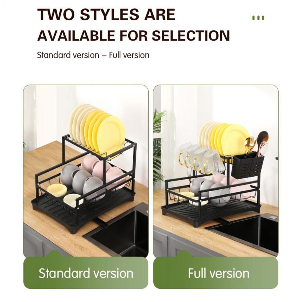 Dish Drying Rack For Kitchen Counter Space-Saving 2-Tier Dish Rack Pot Lid Drainer Organizer Stand Heavy Duty Utensil Holder For