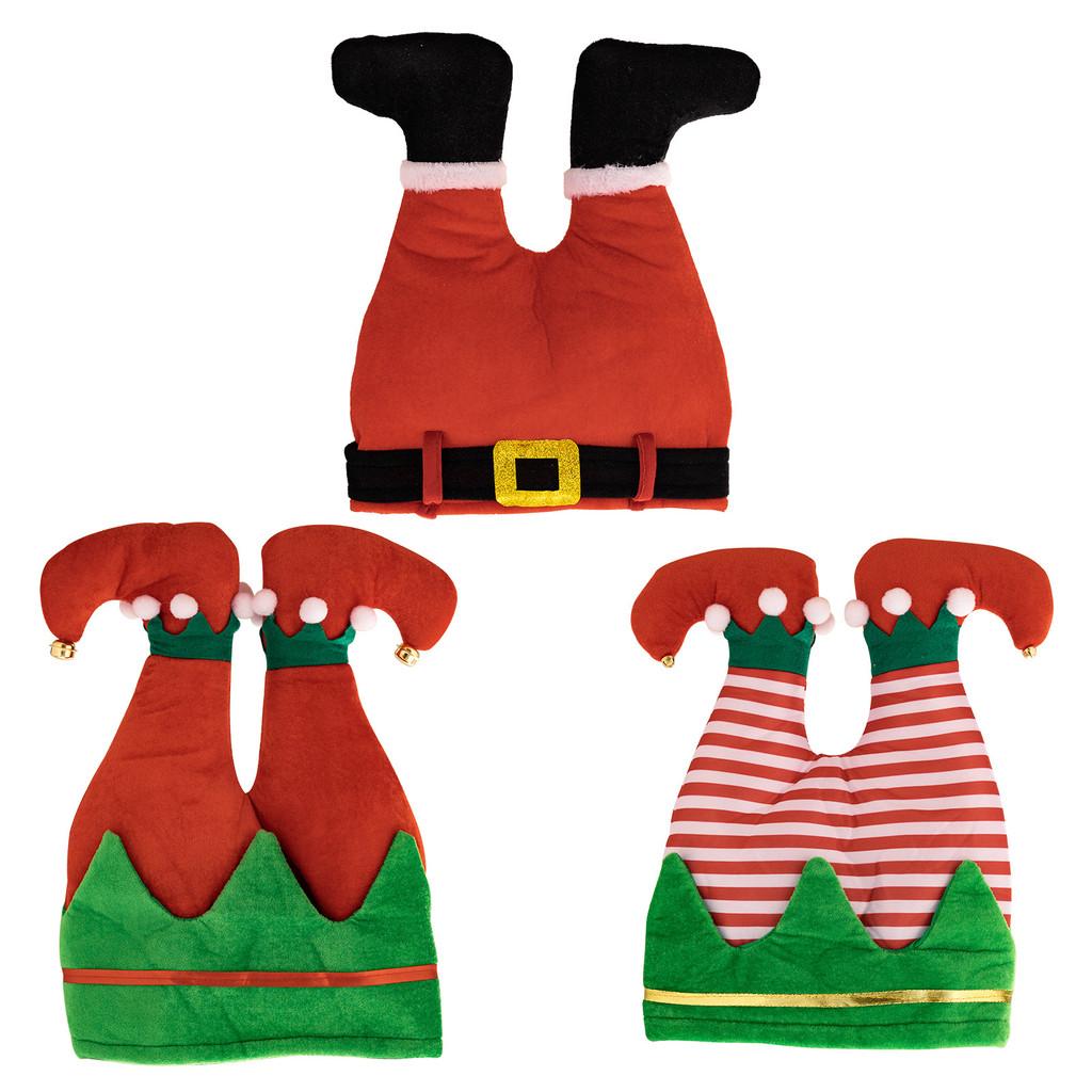 Elf Christmas Festive Leg Hat In Bright Red And Green For Merry Decorations Holiday