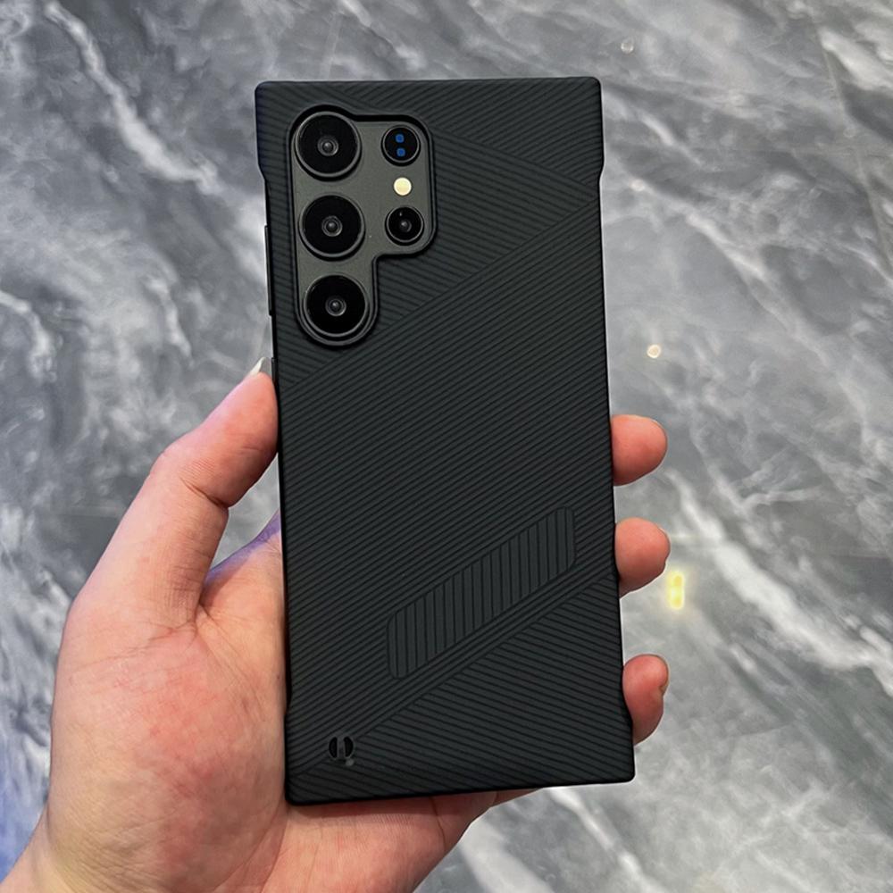 

Роскошный Ультратонкий Матовый Полосатый Безрамочный Чехол для Телефона Для Samsung S23 S22 S24 Ultra Ударопрочная Защита Безграничная Задняя Крышка из ПК For Galaxy S23Ultra