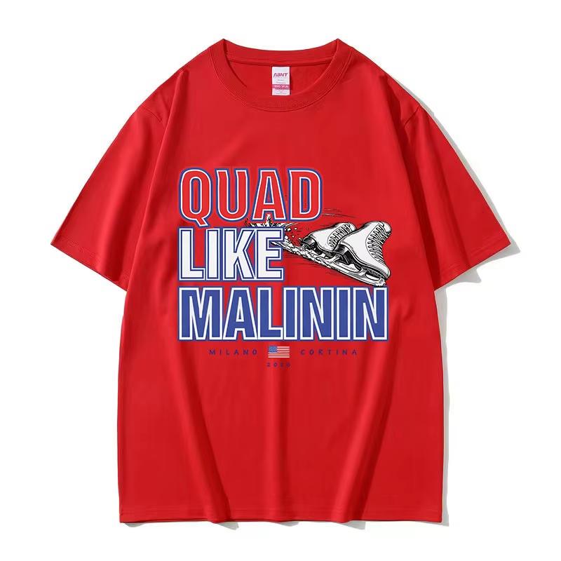 Quad Like Malinin Figure Skater Fans Gift Graphic T Shirts Unisex Women Vintage Fashion Pure Cotton Short Sleeve Tshirt Streetwear
