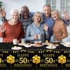 3 Pack Black Gold 50th Birthday Tablecloth, Rectangular Plastic Table Cover, 42.5x70.8 Inches, Happy 50 Birthday Decoration for Party Supplies