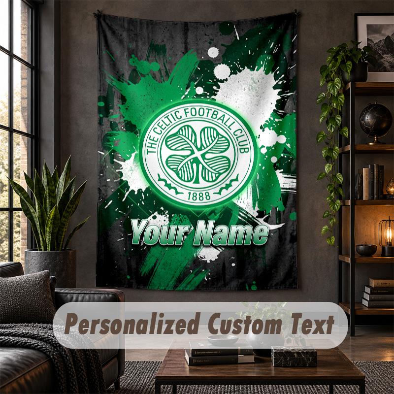 Wandbehang Celtic FC Druck Benutzerdefinierter Name Text Wandbehang Heimdekoration