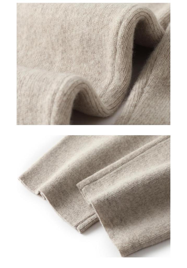 Pantaloni dritti in maglia di lana spessa da donna con tasche