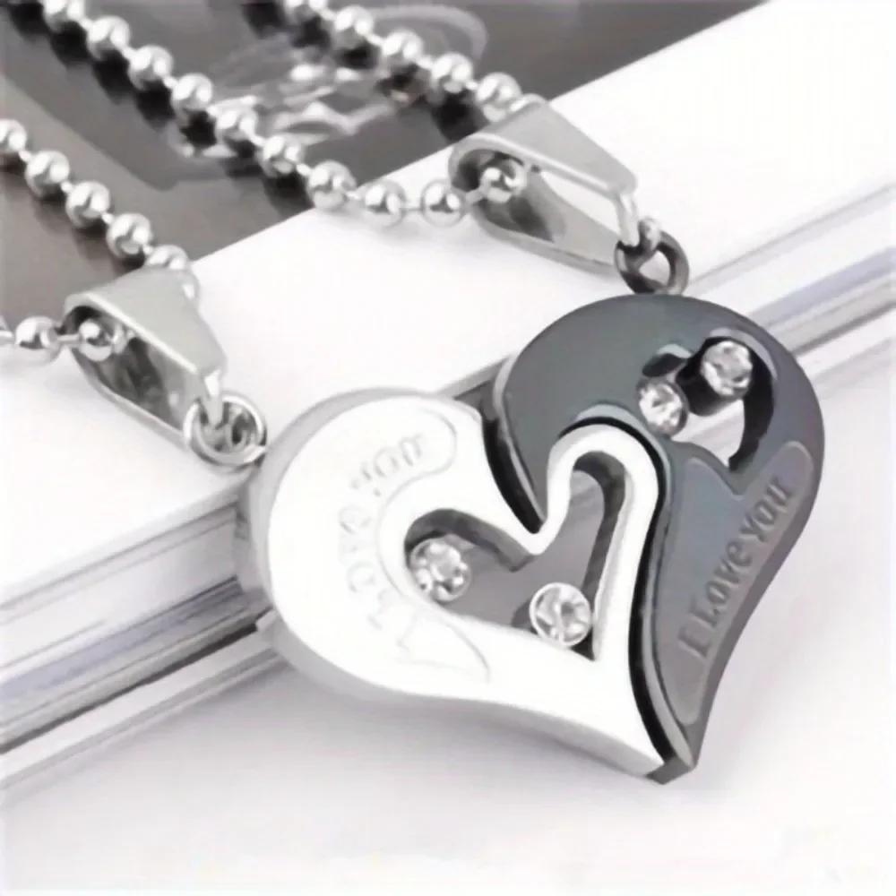 Couple I Love You Valentine's Day Gift Stainless Steel Matching Letter Pendant for Lovers Women Pendant Necklace
