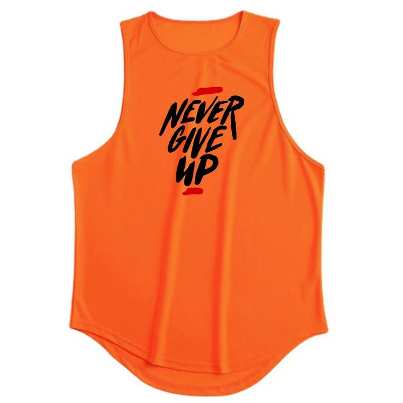 Muscleguys Never Give Up Mens Training Exercise Sleeveless T-shirts Loose Mesh Quick-Drying Running Muscle Bodybuilding Fitness Sports Vest