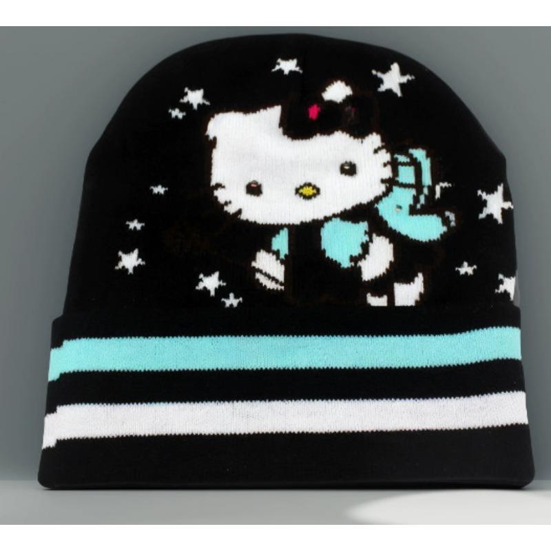 Hllokitty knitted hat cartoon cute kt cat cold hat girls autumn and winter warm cover wool hat