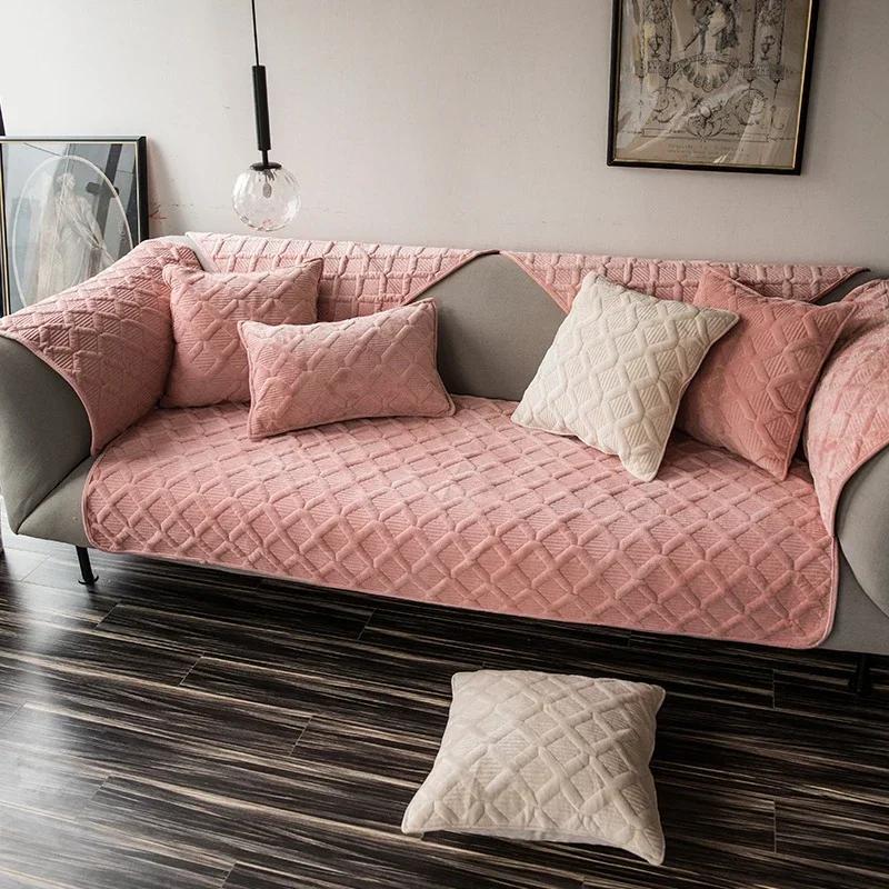 

Множество всесезонных подушек для дивана в ромбовидную клетку, плюшевые толстые высококачественные противоскользящие подушки для сидений, простые осенние современные чехлы для диванов 70x70cm