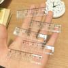 1pcs Portable Transparent Mini Ruler with Wave Line Drawing Measuring Tool Straight Ruler Pocket Protractor School Office