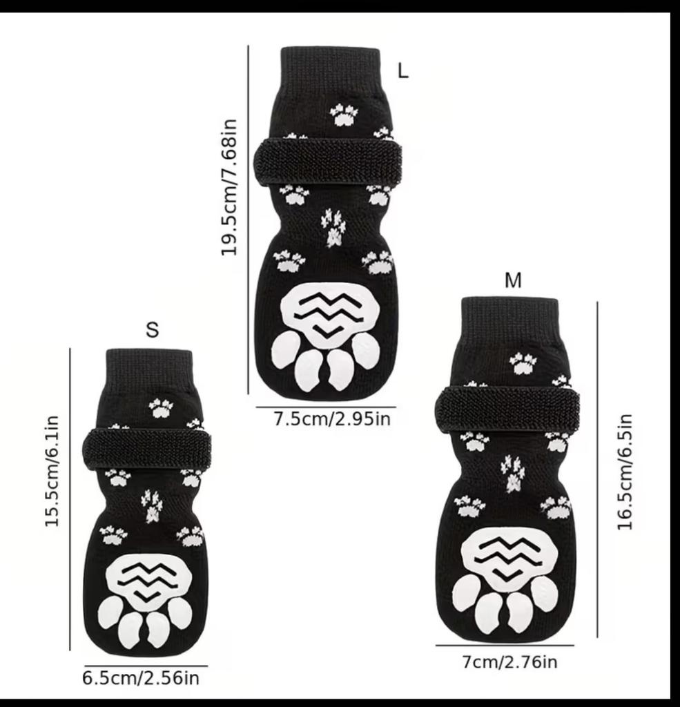 4Pcs Anti Slip Cotton Dog Socks Anti-fall Silent Indoor Paw Covers for Medium Large Dogs