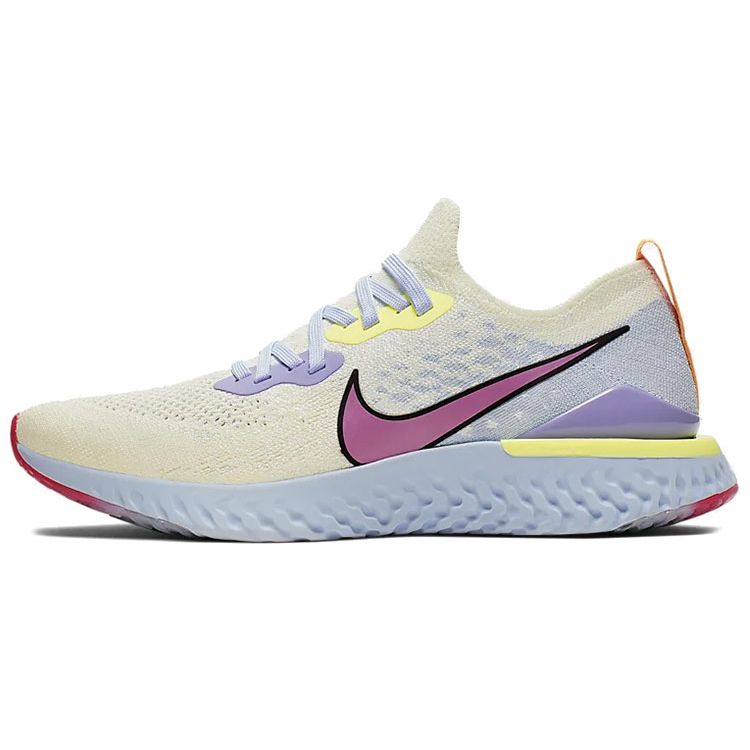 Nike Epic React Flyknit 2 Trendy Color Block Non-Slip Lightweight Low-Top Marathon Running Shoes Unisex Sneakers Yellow Purple CJ7794-164