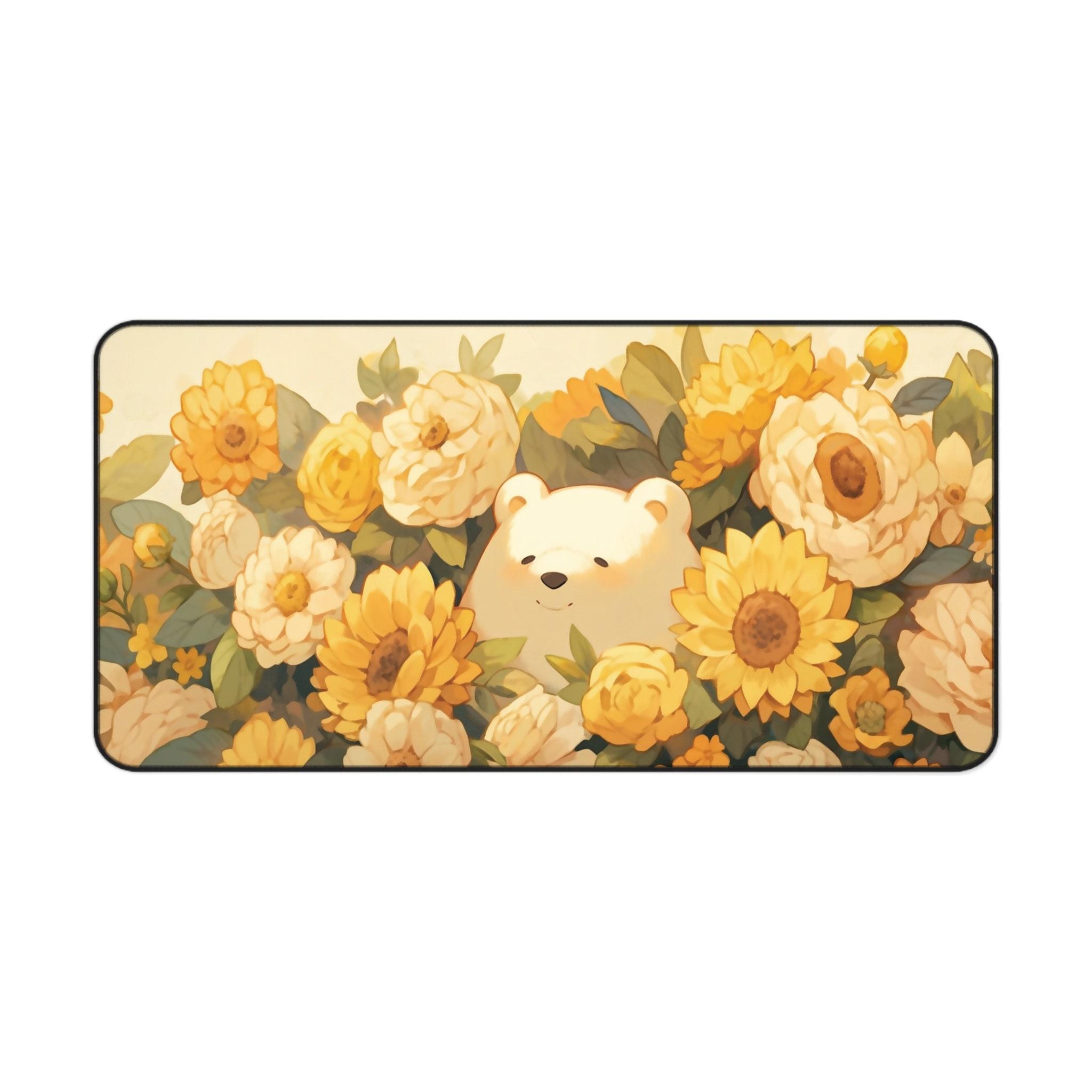 Aesthetically Pleasing Table Mat Cute Animal Mouse Pad Cute Kawaii Bear Mouse Pad Cute Floral Table Mat Tabletop Accessories 400X800X2mm
