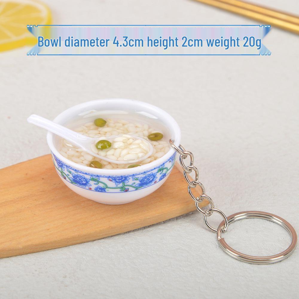 Chinese-Style Edible Toy Keychain: 4cm Simulation Food Bowl Pendant Gift