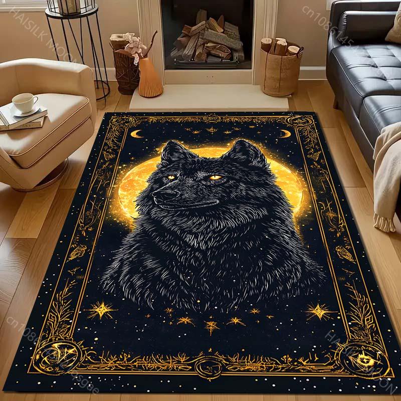 1PC Wolf Mythical Painting Carpet for Living Room Bedroom Sofa Doormat Decor Area Rug Non-slip Floor Mat Machine Washable