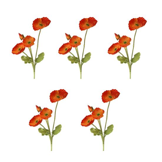5 Pcs Artificial Flowers 4 Stems Faux Silk Flower Bouquet with 3 Bloosms And 1 Bud for Wedding Home Party Table Centerpiece Floral Arrangement
