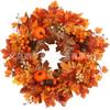 Harvest Wreath With Pumpkins Berries Vine Circle Halloween Thanksgiving Door Decor