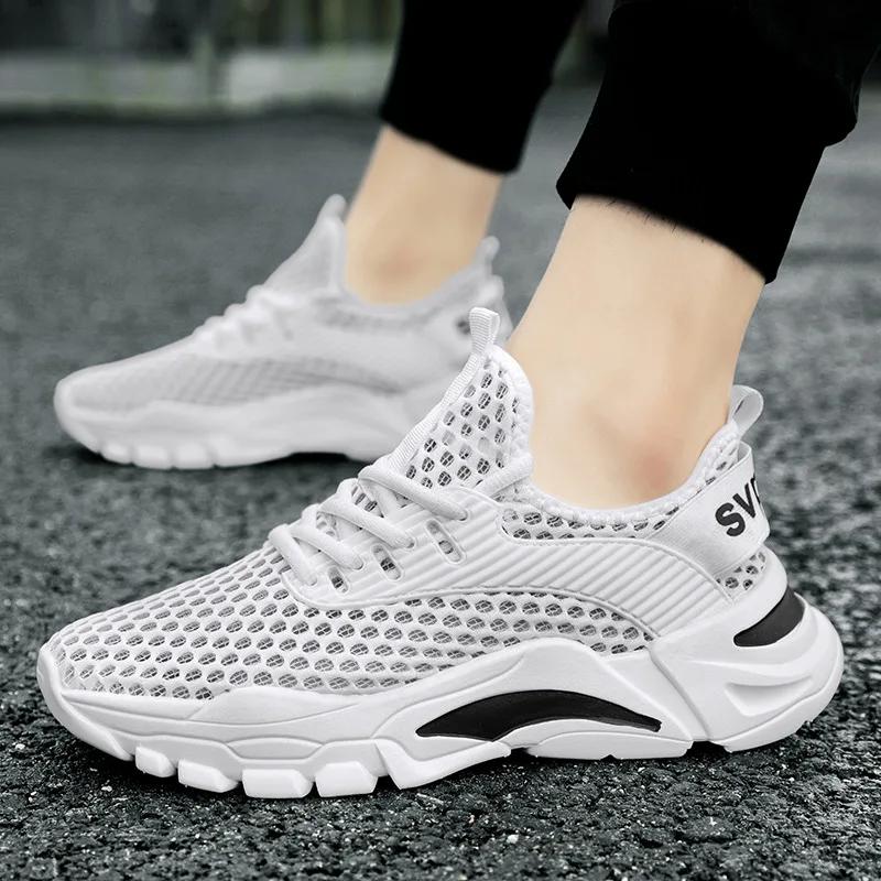 

Модная сетчатая мужская обувь Дышащие белые мужские кроссовки Большой размер Легкая трендовая черная мужская повседневная обувь Zapatillas Hombre 45 белый