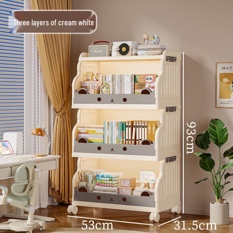 Children's Movable Multi-Layer Bookshelf and Storage Rack