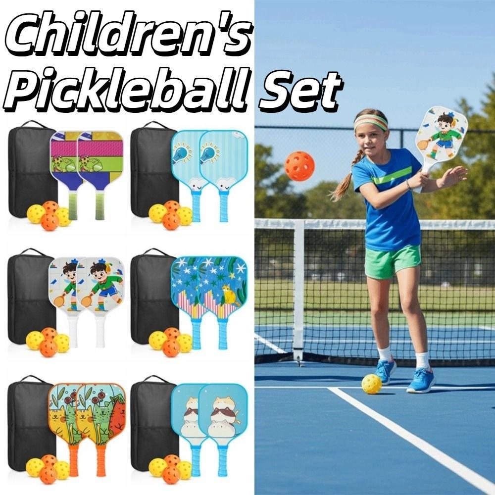 Cartoon Kid's Pickleball Set Portable Pickleball Game Set  Outdoor Sports