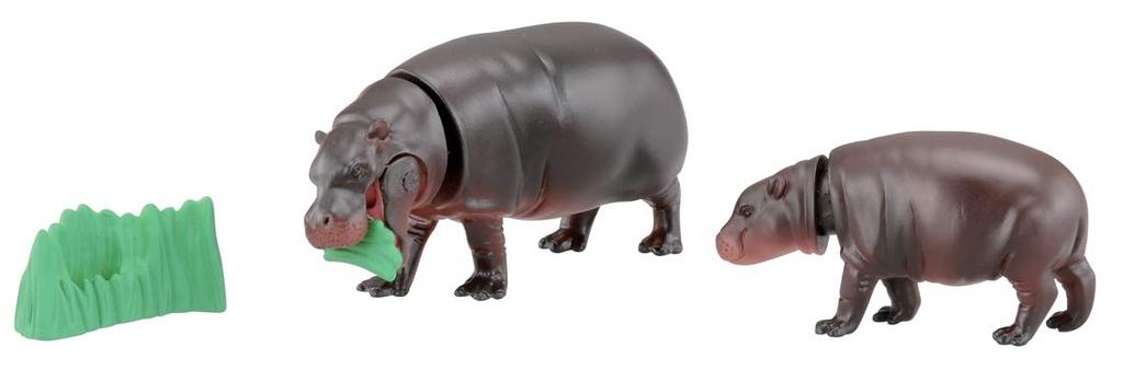 Takara Tomy Pygmy Hippopotamus Parent and Animal Dinosaur Realistic Moving Figure Toy for Ages 3 and Meets Toy Safety ST Mark Certified "ANIA AS-16