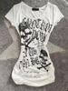 Vintage schädelprint punk rock schlankmachendes Oberteil