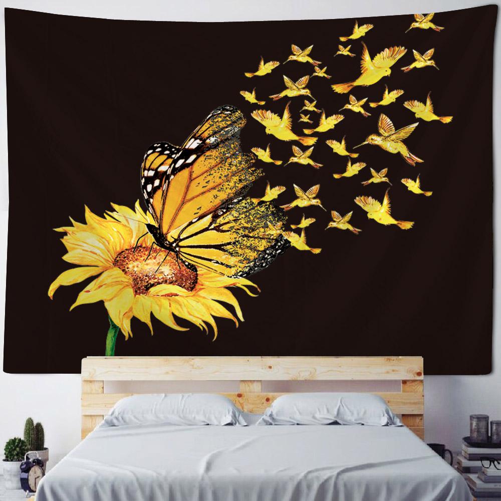 Flower Butterfly Printing Tapestry Dreamy Landscape Wall Hanging Cloth Mandala Hippie Home Decoration Bed Sheet Tablecloth