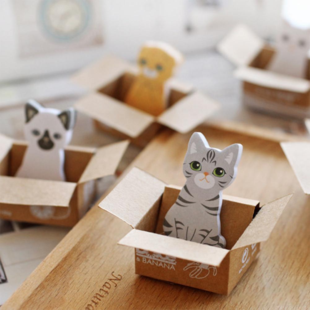 3D Cartoon Katze Hund Box Aufkleber Schöne Schreibwaren Haftnotizen Büro Schulbedarf Notizblock Zufälliger Stil