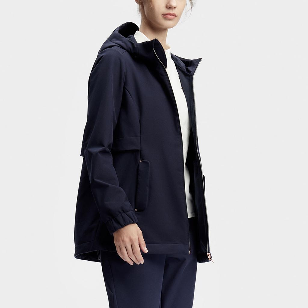FILA Solid Color Logo Hooded Fitness Woven Jacket Women jackets Dark-Blue A11W411703F-NV