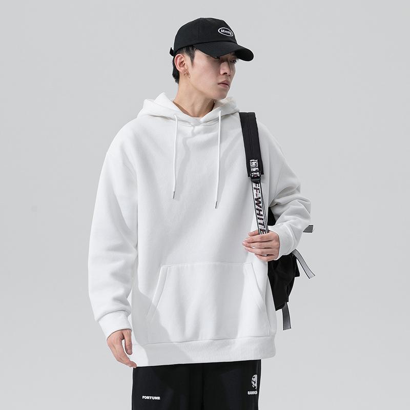 Unisex Oversized Solid Color Hooded Sweatshirt - Long Sleeve Pullover with Pocket