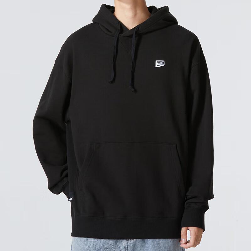 Puma Solid Color Drawstring Pullover Hoodie Men Hoodie Black 537750-01