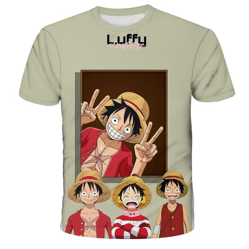 One Piece Luffy Girls T-shirt Kids Short Sleeve Children Print T-shirts Tees Boys' Casual Clothes Ghild O Neck Shirt Daily Tops