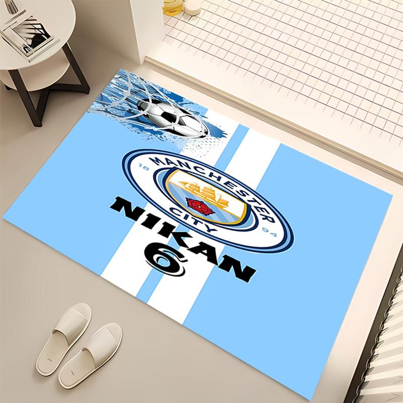 1pc Manchester City Football Club Print Area Rug - Soft, Washable Non-Slip Indoor Mat, Living Room, Home Office Decorative Rug,Office Decorative