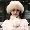 Women's Hat Faux Fox Fur Hat Winter Extra Thick Ladieswear Style Mongolian Beret Scarf and Baotou Basin Hat Wind and Snow Hat