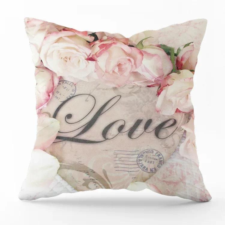 Home Decor Romantic Floral & Geometric Pattern Cushions Pattern Cushion Cover Suitable For Sofa Bedroom Car Pillow Cover