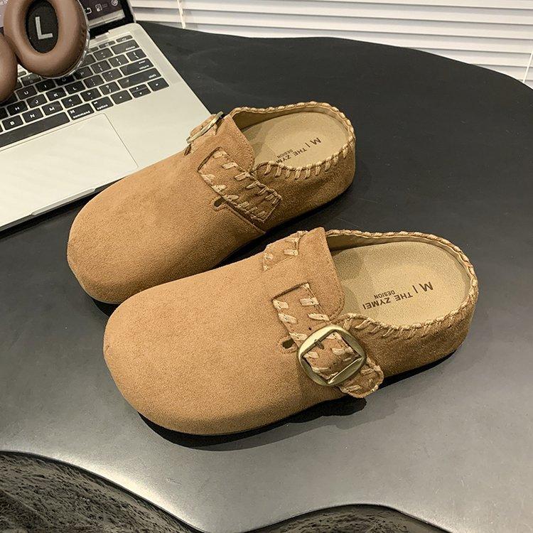 

Бокен полутапочки ленивые один педаль 2025 осень новые толстоподошвенные сумка голова тапочки женские носить обувь Бокен женская обувь 40