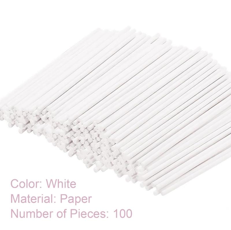 100Pcs Lollipop Treat Stick Food Grade Paper Lollipop Stick Sucker Stick for Homemades Candy, Dessert, Chocolate