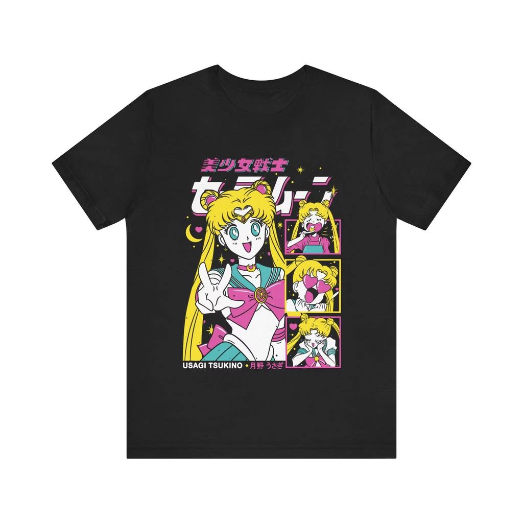 Sailor Moon Retro Jaren 90 Anime Grafisch T-shirt Zomer Katoen Unisex Dames Tee Streetwear Casual Trend Korte Mouw Koppel Hip Hop Top