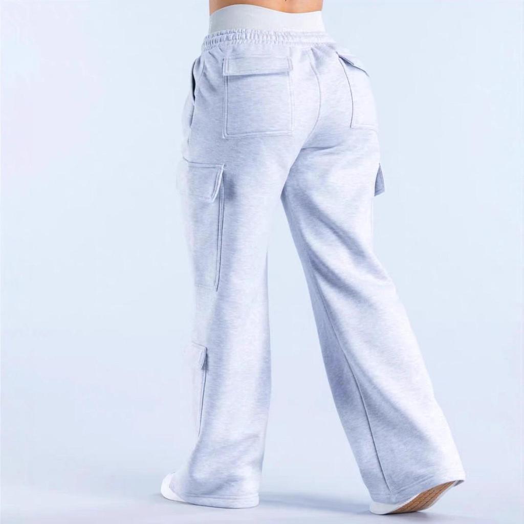 Trendy European and American Cotton Casual Pocket Loose Straight-Leg Pants