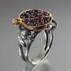 Vintage Faux Gemstone Rattan Pomegranate Ring Women Wedding Engagement Jewelry