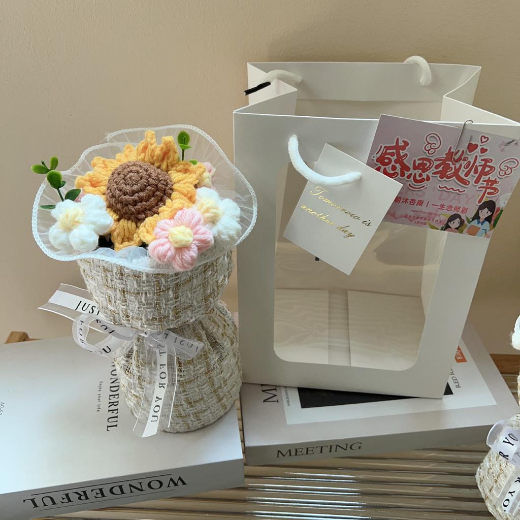 Cross-border Knitted Wool Sunflower Bouquet Exquisite Small Gift Mini Bouquet 38 Valentine's Day Gift