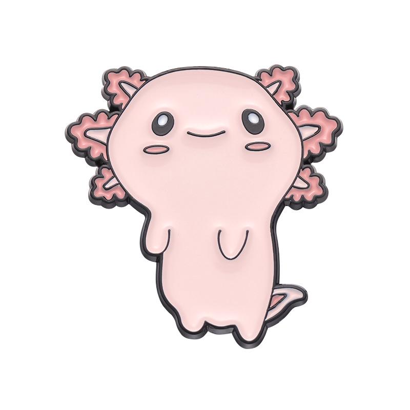Pink Axolotl Alloy Brooch - Cute Salamander Cartoon Corsage Badge for Apparel