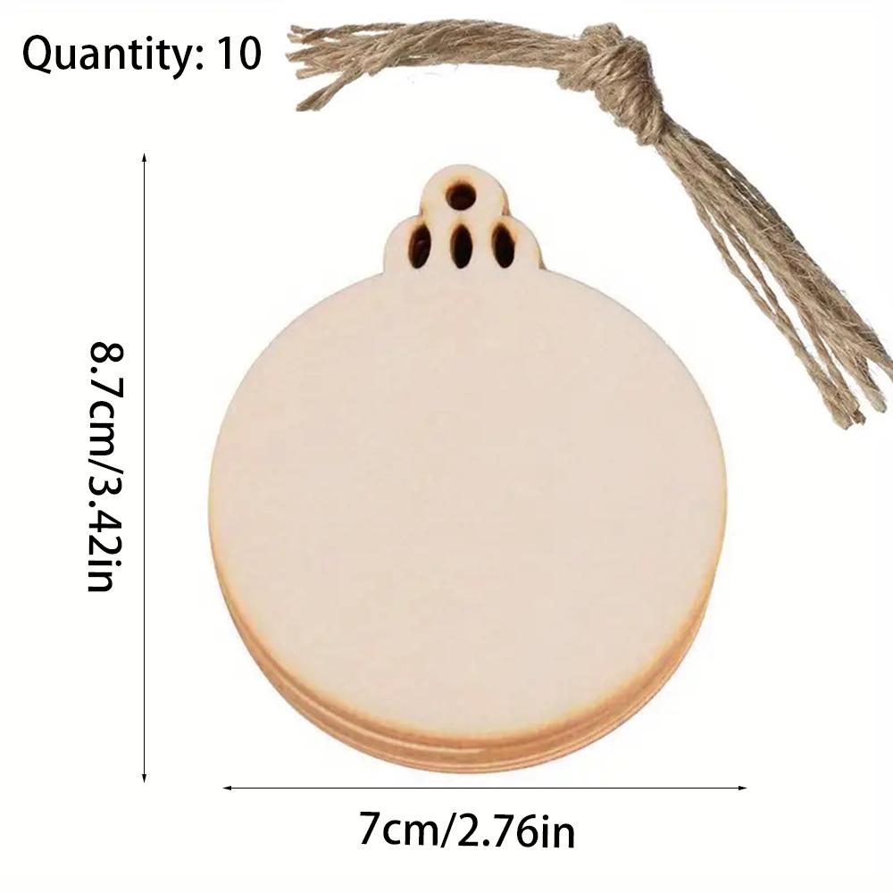 10/100Pcs Christmas Unfinished Wooden Snowflake Elk Ornaments Hanging Cutouts Blank Wood Slices with Cord Craft Embellishments